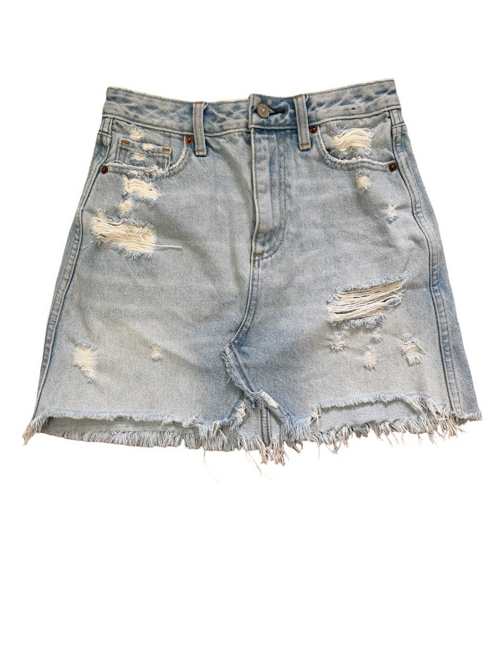 Abercrombie & Fitch Light Blue Washed Denim A-Line Skirt